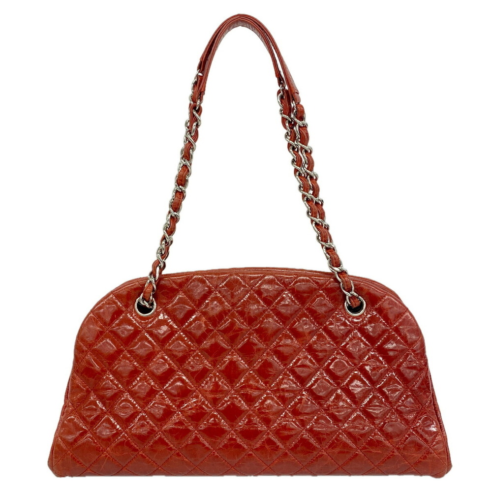CHANEL Silver Leather Shoulder Bag